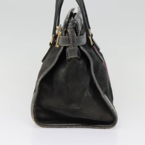 GUCCI Sherry Line Hand Bag Suede Leather Navy Red gold Auth yk14885 - Picture 3 of 16